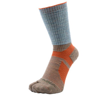 YAMAtune - Hikers Arch Socks - Crew - 2 Toe - Light Green/Yellow Brown